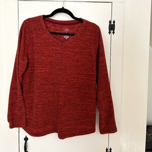 St. John's Bay Polar Fleece Womens V Neck Long Sleeve Sweatshirt